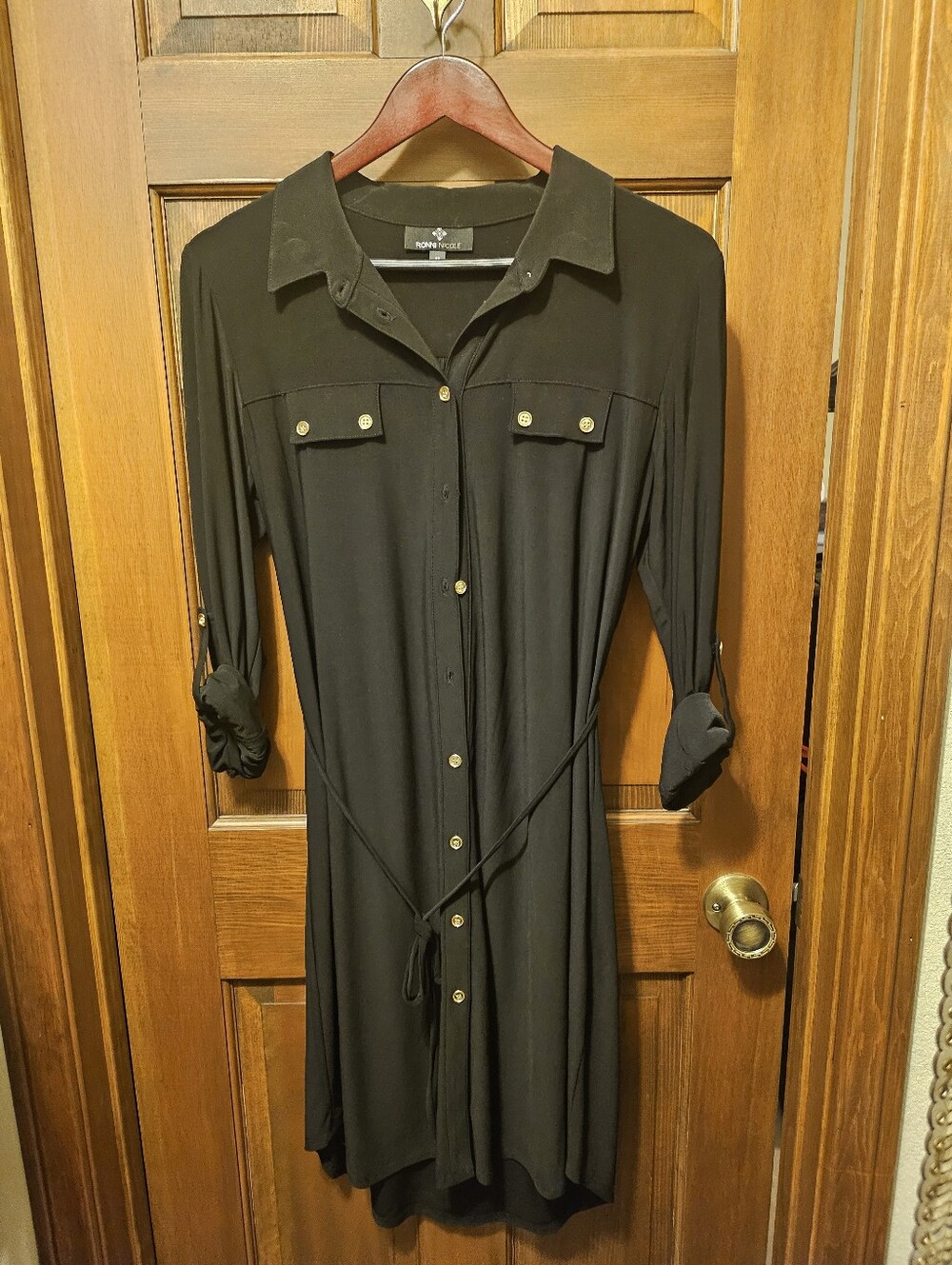 Ronni Nichole Black Long-Sleeve Button Front Shirt Dress